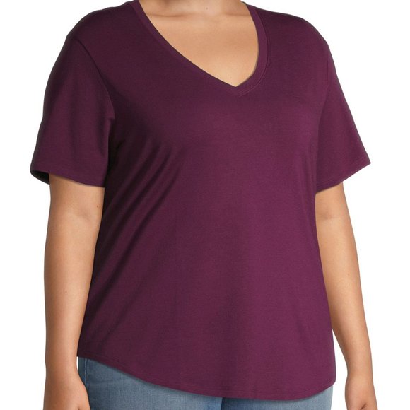 Terra & Sky Short Sleeve Ringer Solid Print T-Shirt Purple Oxford Size 4X  NWT - Picture 1 of 4